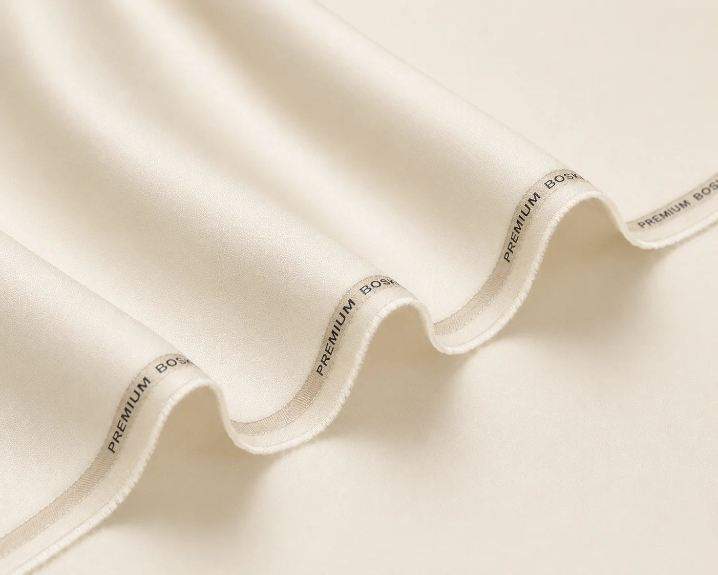 Premium Boski Cream Unstitched Fabric – Single Suit